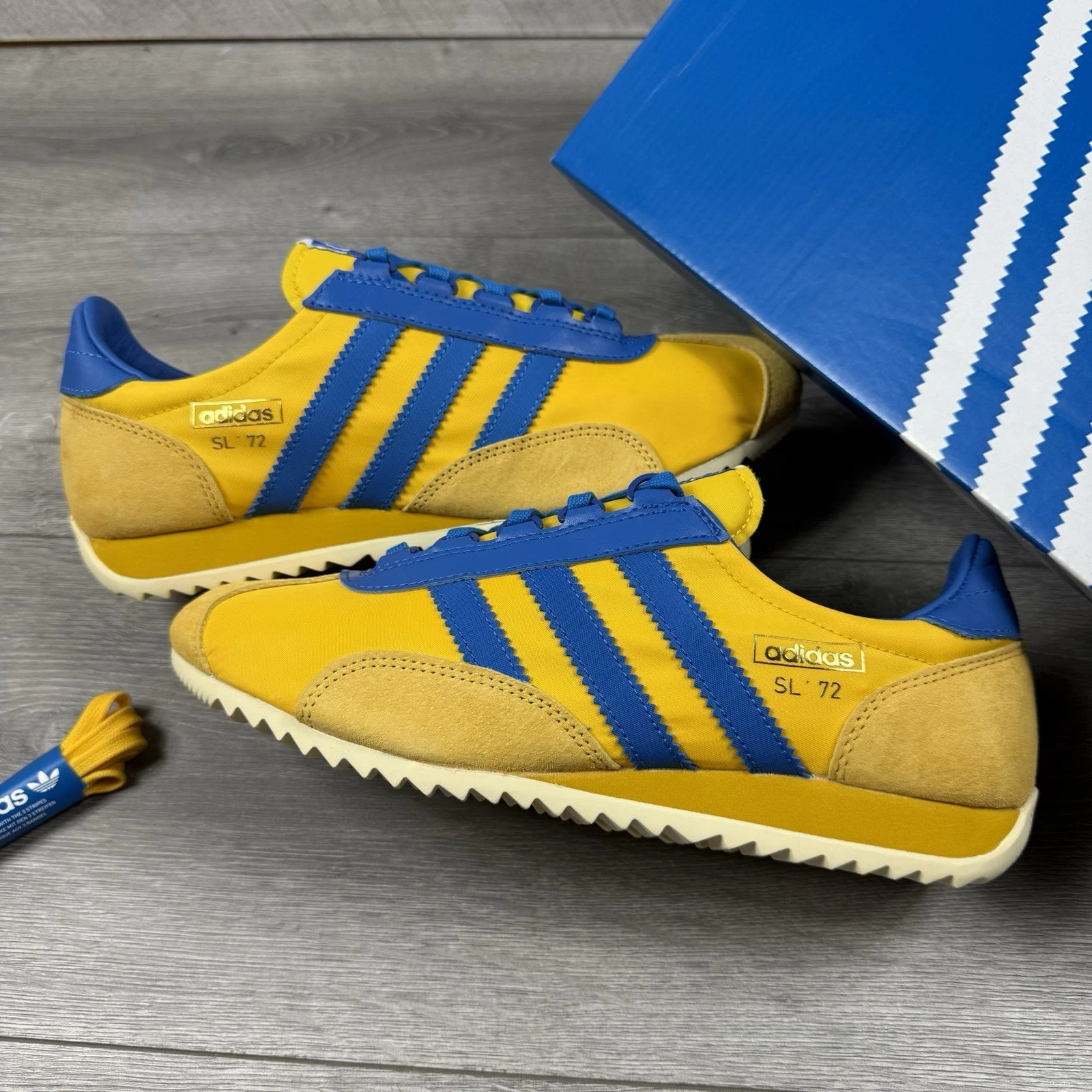 Adidas Originals SL 72 PT ‘Bold Gold / Royal Blue’ - Size UK 7.5 / EU 41 1/3