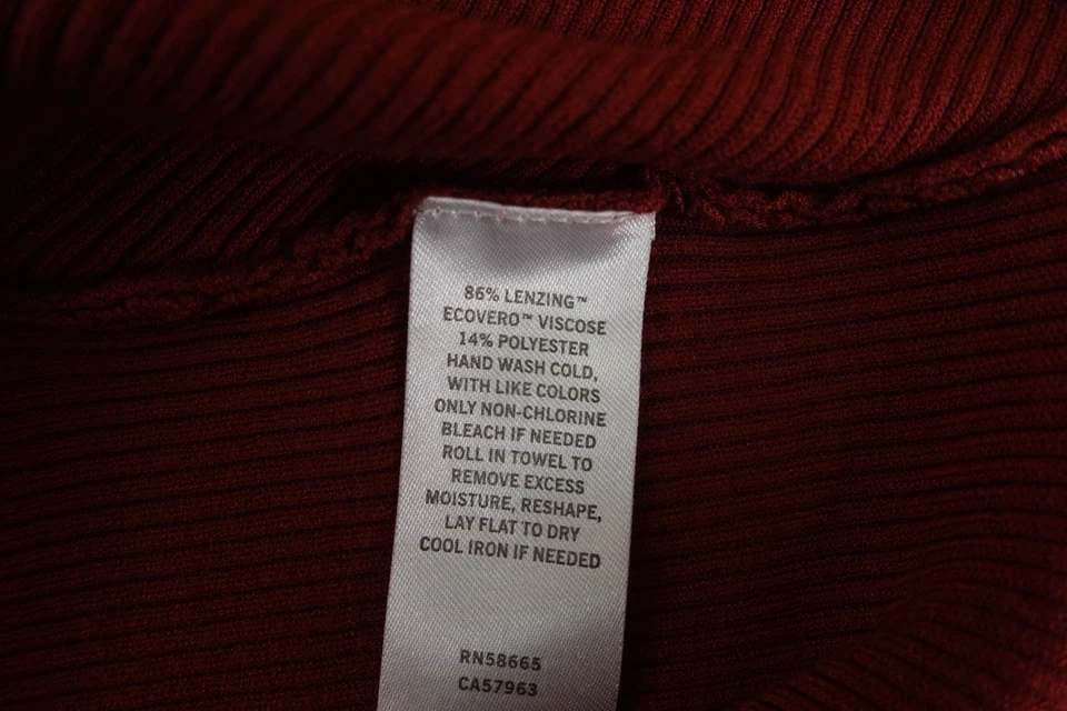 Pullover sobrepelliz halógeno para mujer talla mediana rojo oscuro tejido acanalado manga larga Foto 4 de 4