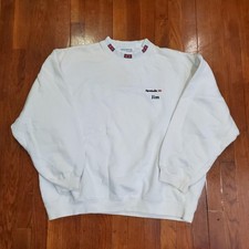 Reebok Classic Sweatshirt Mens Large White Crewneck Jim Embroidered Logo Front