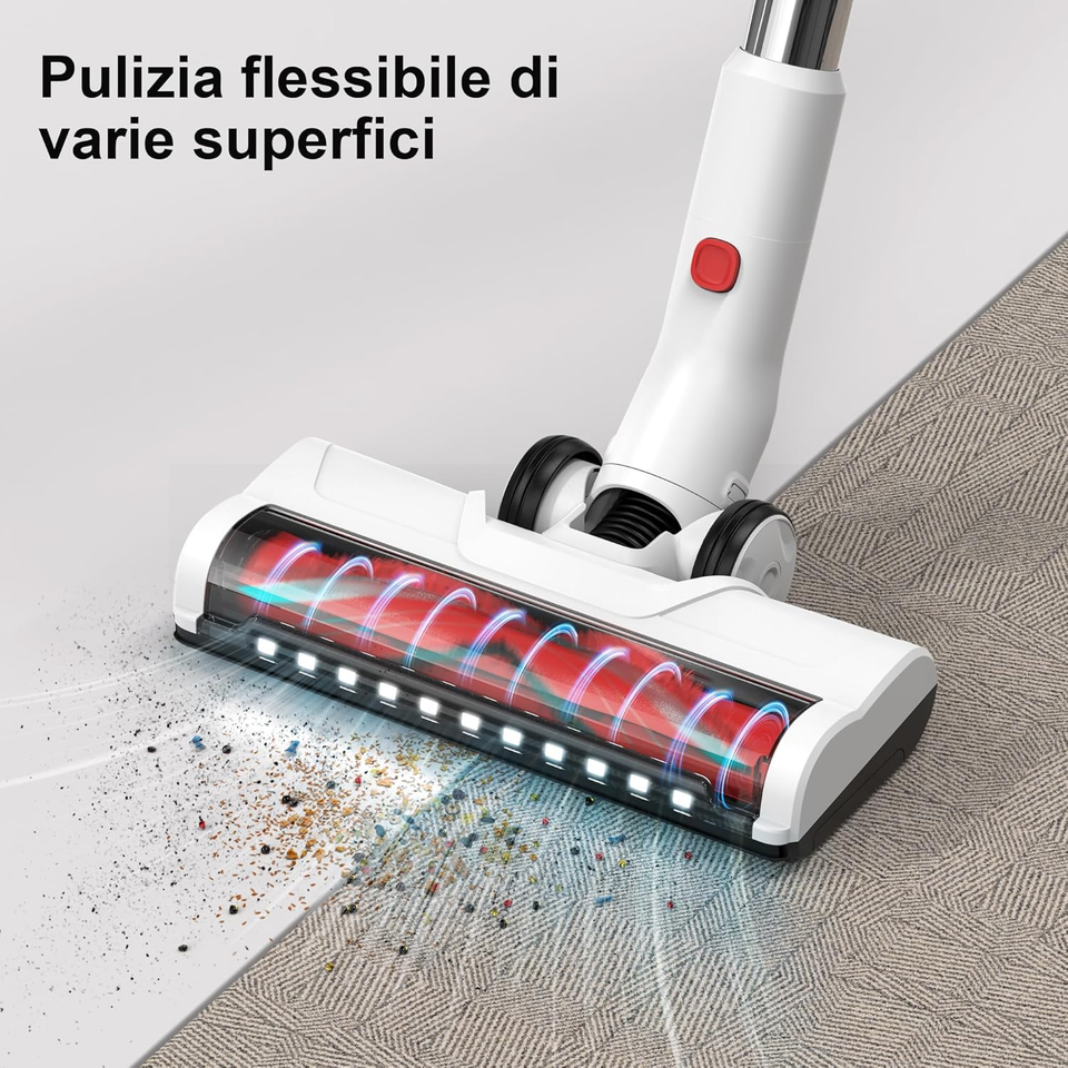 Aspirapolvere Senza Fili Pieghevole – 20kPa, 40 Minuti Di Autonomia, Luce LED, Filtri Lavabili, Per Peli Animali