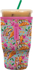 JavaSok Iced Coffee Cold Soda Insulated Neoprene Cup Sleeve Taco 'Bout Larg...