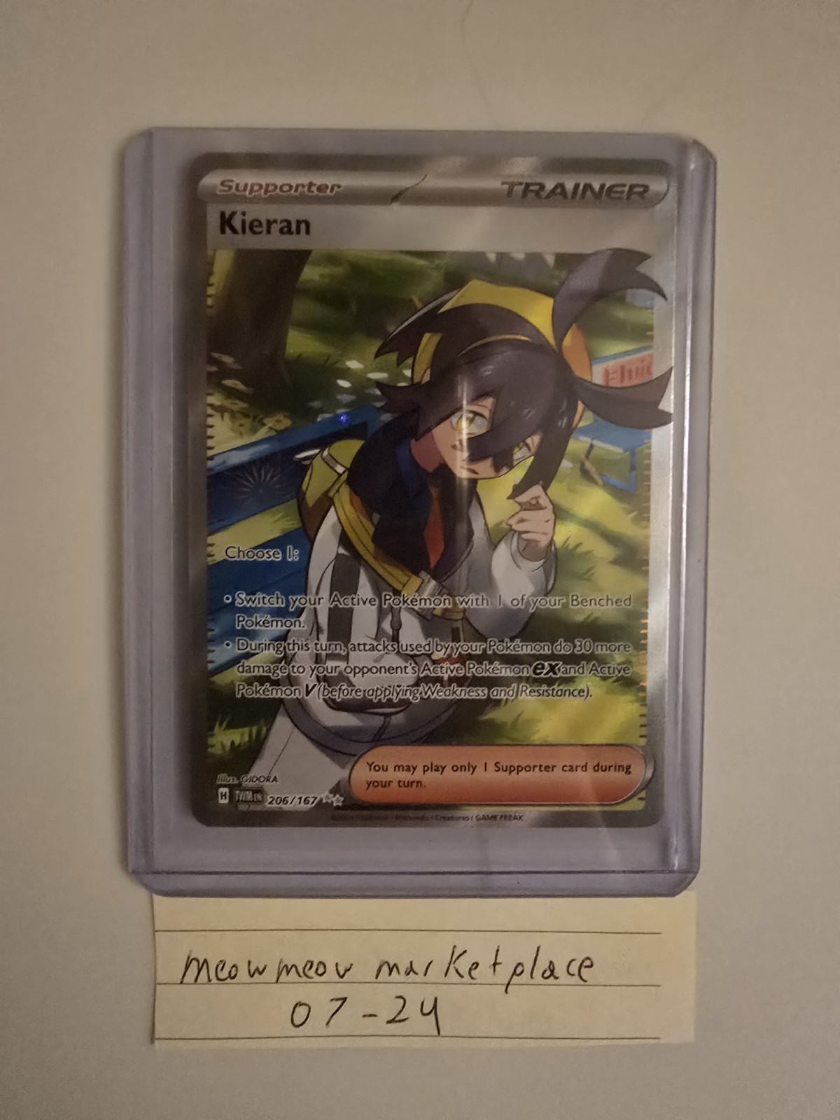 Pokémon TCG Kieran Holo Ultra Rare Card 206/167 Twilight Masquerade