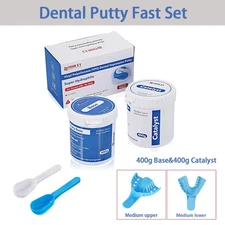 Dental Putty Material Fast Set 24PCS Dental Impression Trays Medium Upper/Lower