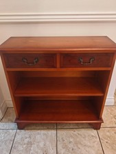 VINTAGE YEW WOOD DWARF OPEN LIBARY BOOKCASE CABINET