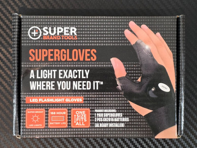 Super Brand Tools Super Gloves LED Flashlight Gloves - One Size Fits All
