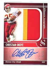 2025 Panini Silhouette Christian Okoye 3 Color Patch Auto #52/75 (JL)