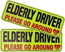 2PCS Elderly Driver Car Sticker, Reflective Senior Driver Safety Warning Signs f