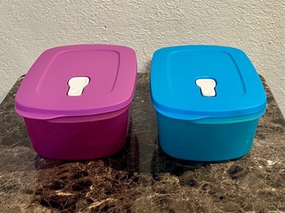 Tupperware Crystalwave Container 7cup / 1.7L Rectangular MicroFlash Blue Set New