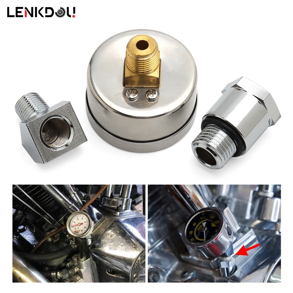 Manómetro de presión de aceite 0-60 PSI para Harley Shovelhead FX FL Big Twin Touring Softail Foto 2 de 4