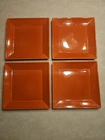 Set of 4 - Homer Laughlin Persimmon Fiesta Ware Square Dinner Plates 10"