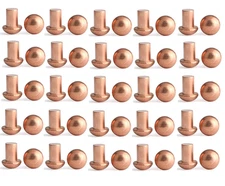 50 Pcs Copper Solid Rivets 1/4 Diameter 5/16 L Shank Copper round Head Fasteners
