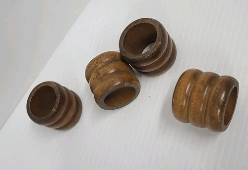Wood Napkin Rings Set Of 4 Vintage Carved Ribbed Wooden Napkin Holders
