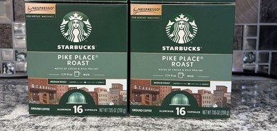 Starbucks Nespresso Vertuo Pods Pike Place Medium Roast Coffee, 32 Pods Total