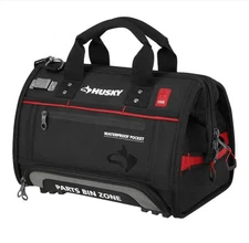 16 in. Husky Heavy Duty Large Mouth Portable Tool Storage Bag With Part Bin Zone