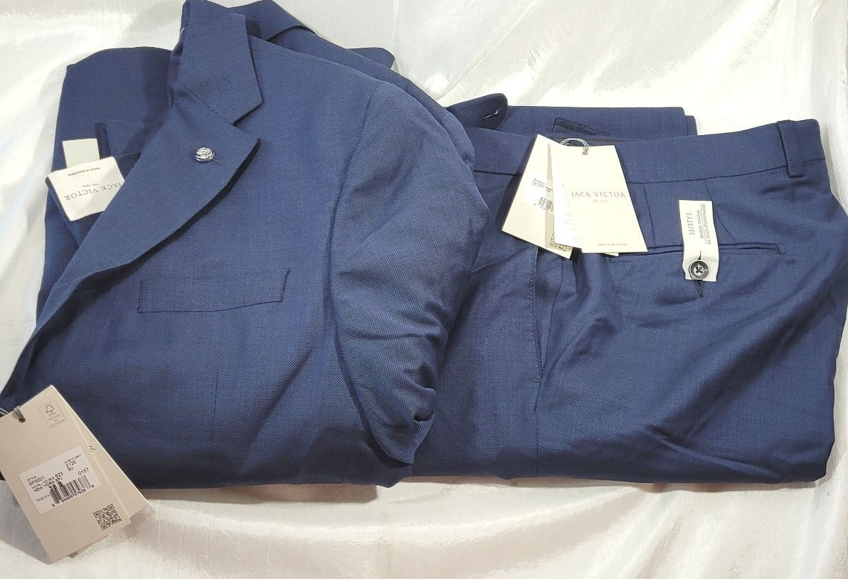 Jack Victor Men's 3Sixty5 100% Super 130s Wool Navy Suit 38S