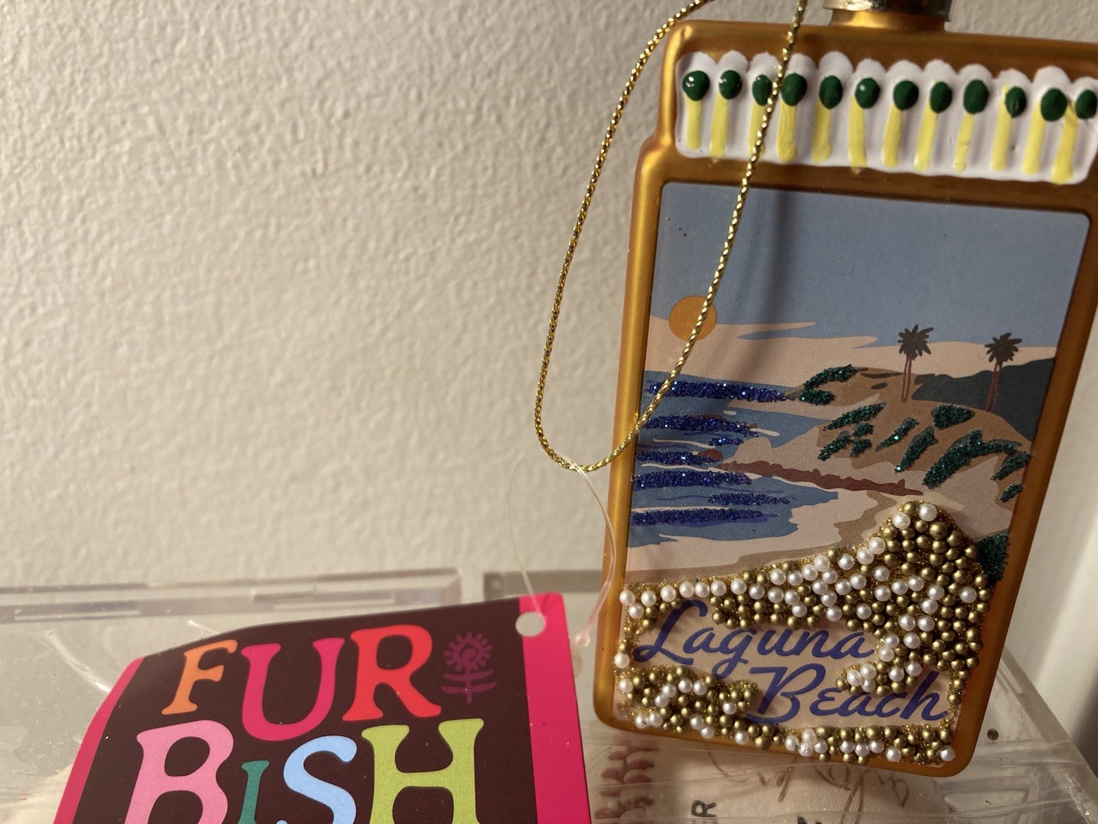 Anthropologie Laguna Beach  Furbish Matchbook Ornament Glass 3.5” NWT