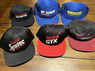 Vintage  6 Hat Bundle Snap-on,Moog,Wagner,Castrol Gtx&Syntec,Marlboro unlimited 