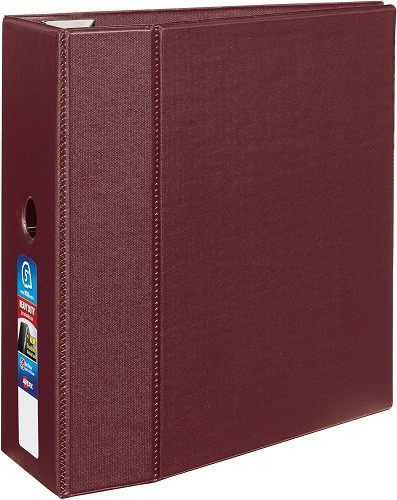Heavy-Duty Binders w/One Touch EZD(TM) Rings and Thumb Notch 5in Maroon - 1EA