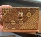 Vintage Yosegi wood inlay Novelty Cigarette Dispenser Made In Japan Mt Fuji