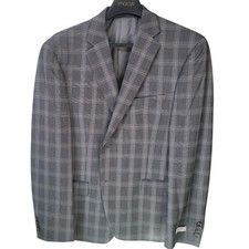 NWT 360 Alfani Men's Stretch Gray PlaidSuit Blazer Jacket Size 40 S New Tags
