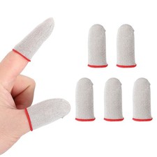 Mobile Gaming Finger Sleeve, 5 Pack Controller Finger Thumb Sleeve, Silver/Red