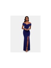 XSCAPE Womens Blue Short Sleeve Full-Length Evening Body Con Dress 14P
