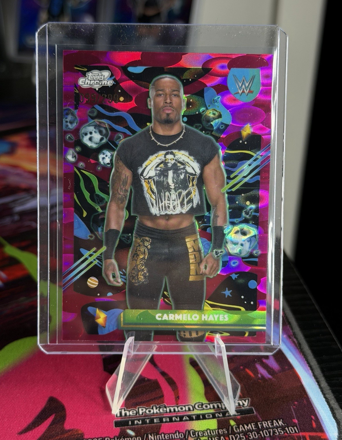 2026 WWE Topps Chrome Cosmic Carmelo Hayes #166 Magenta /299