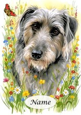 PERSONALISED Birthday ART Card LURCHER Dog Puppy Mum Mam Mon Dad Son Daughter