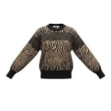 DKNY Womens Beige  Black Animal Print Sweater Size S