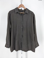 Eileen Fisher Vintage Linen Natural Dye Mocha USA Made Shirt Medium Peasant Boho