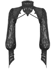 Dark In Love Gothic Steampunk Aristocrat Black Jacquard & Lace Bolero Shrug Top