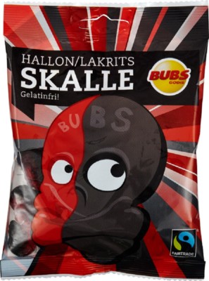 Bubs Godis Raspberry Liquorice Skulls 90g, 24-Pack  (7393077181653)
