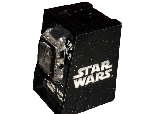 Star Wars Darth Vader Watch Lights Up Red Square Face Black Clear Rubber Strap - Foto 7 di 7