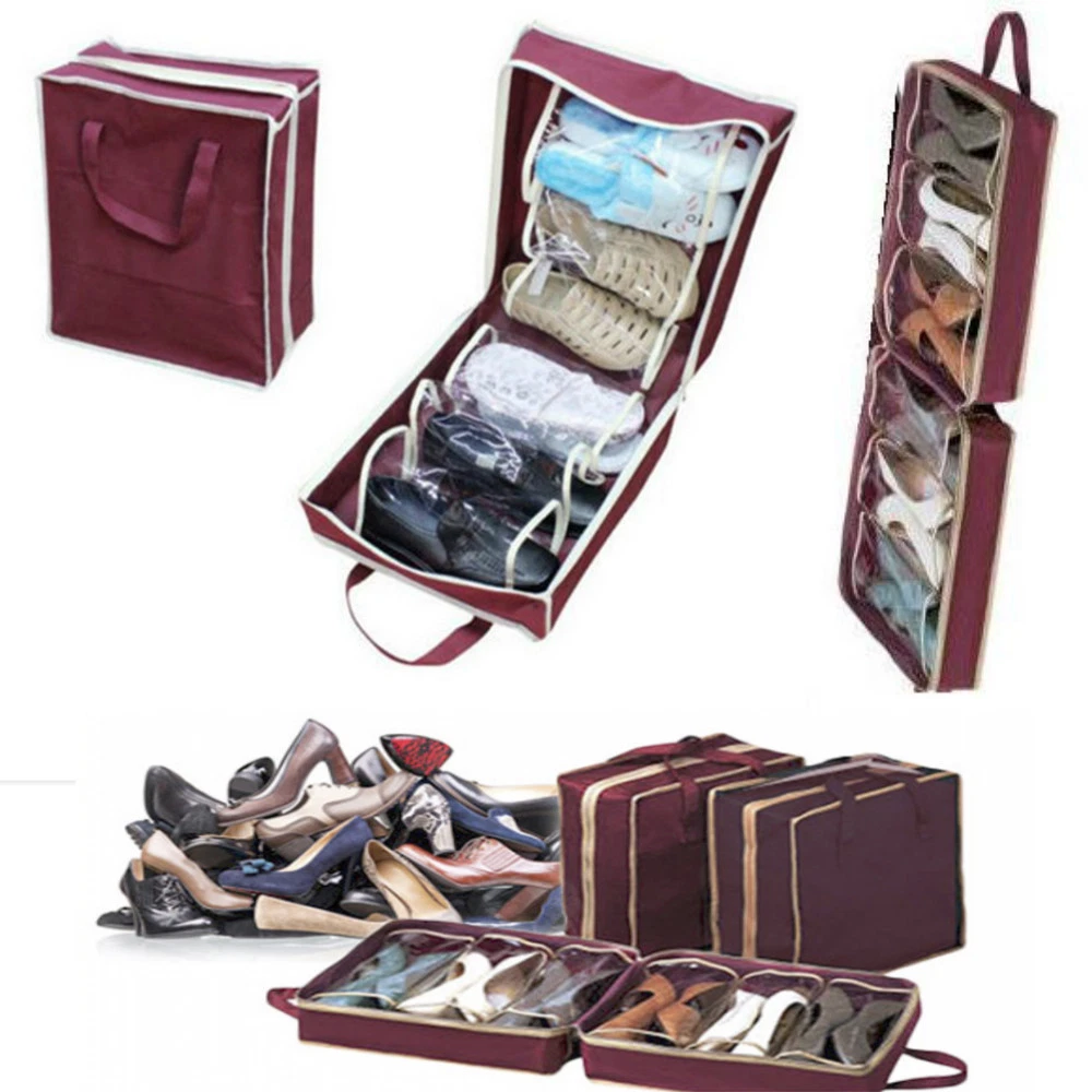 Borsa Per Scarpe Da Viaggio In Nylon E Rete - 2 Pezzi, 40x22 Cm - Leggera E Trasparente - Per Palestra, Armadio, Organizer Da Viaggio - Colore Nero - 5