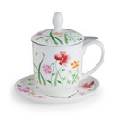 Teetasse mit Sieb und Deckel Lotta Bone China Porzellan