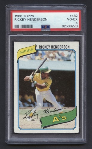 1980 RICKEY HENDERSON ROOKIE PSA 4 VG-EX TOPPS HOF OAKLAND A'S CLASSIC #482 RZC