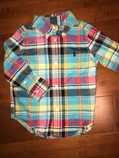 NWT Ralph Lauren Boys Colorful Button Down Plaid Shirt  Sz. 2T