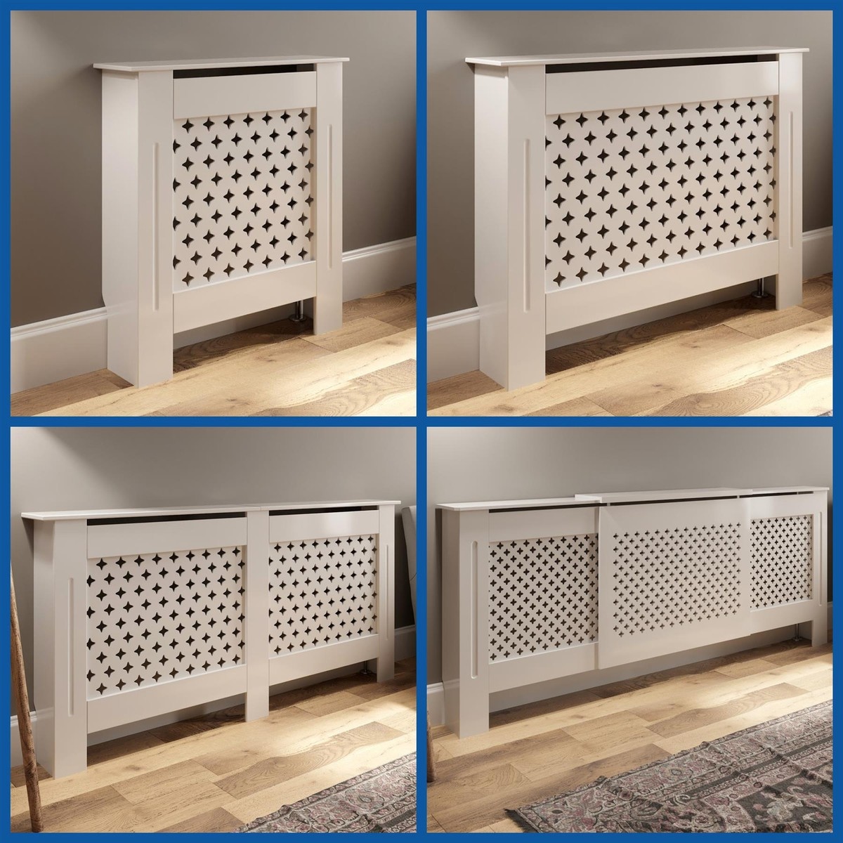 White Radiator Cover Grill Shelf Cabinet MDF Wood Modern