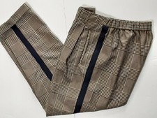 UO Urban Outfitters Women L Pant Tuxedo Plaid Stretch High Waist Cuff Hem