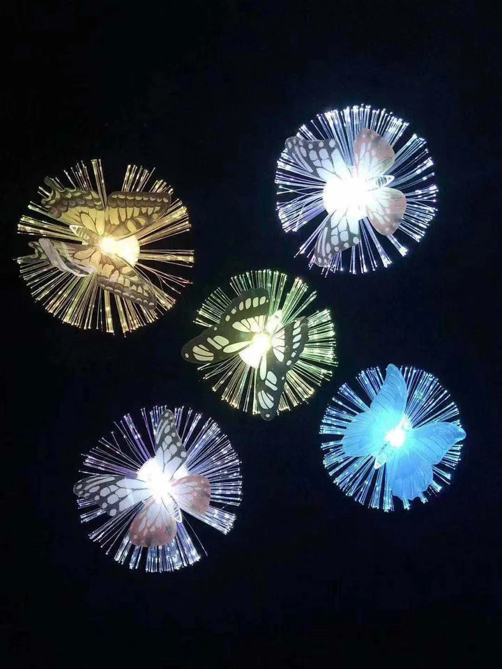 Светодиодная волоконно-оптическая лампа бабочки ночник бабочка украшение 8 упаковок  - Изображение 3 из 4