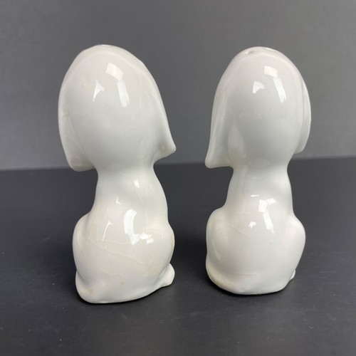 Ceramic White Hound Dog Salt Pepper Shaker Shakers Set Dog Lover Vintage Puppy - Picture 3 of 10