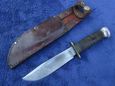 ANTIQUE ORIGINAL US MARBLE`S 5" BLADE IDEAL KNIFE AND ORIGINAL LEATHER SHEATH