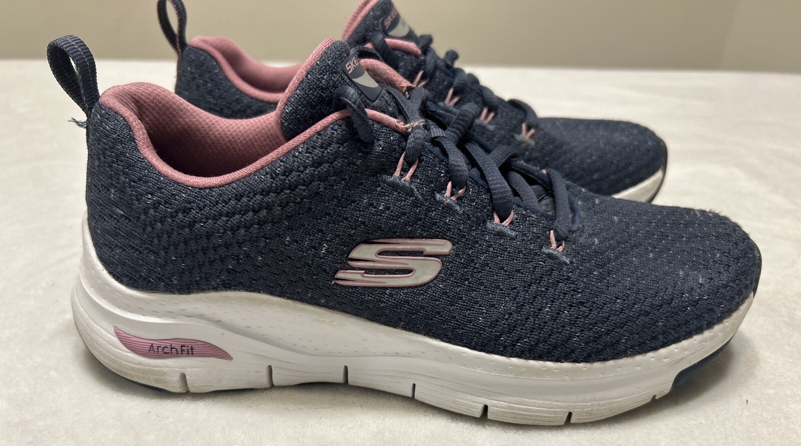 Skechers Women’s Shoes Size 6.5 Blue Purple Running Athletic Arch Fit Lace Up