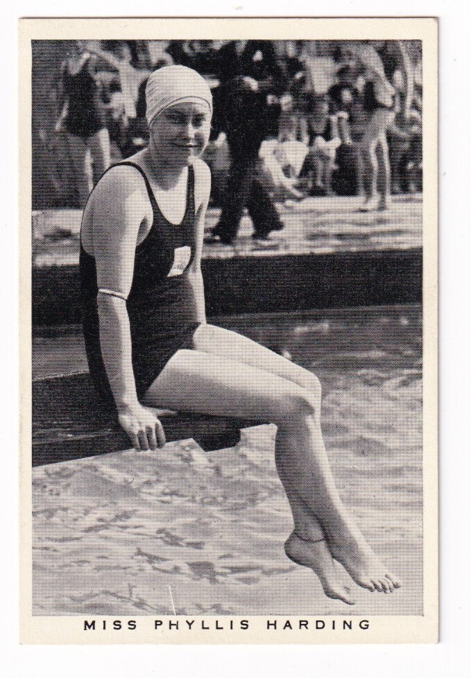 1937 Sports Card PHYLLIS HARDING International Swimming Hall of Fame Oly Medal