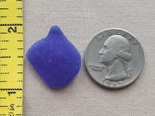 GENUINE BEACH SEA GLASS SURF TUMBLED COBALT BLUE NAVY FROSTED OCEAN PENDANT H5