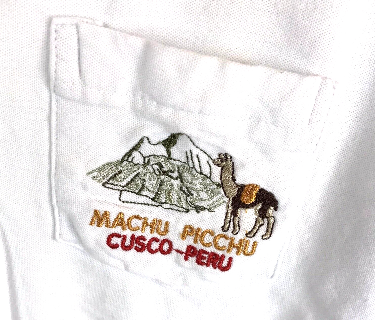 Vintage polo shirt Machu Picchu Cusco Peru embroidered L Calefht Skateboards