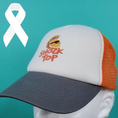 Shock Top Belgian White Beer Ale Snapback Trucker Hat Cap Orange Gray Mesh Back