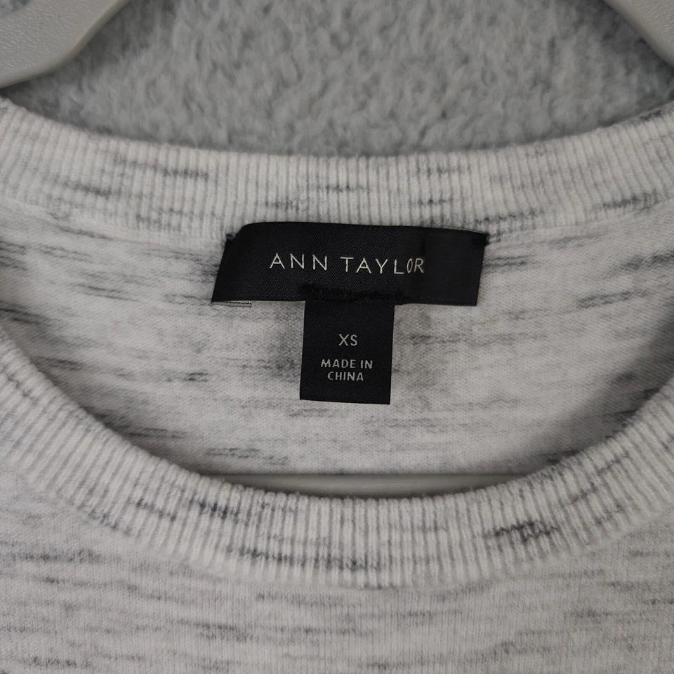 Suéter Ann Taylor Para Mujer XS Gris Mármol Puff Manga Corta Tejido Carrera Informal Foto 3 de 4