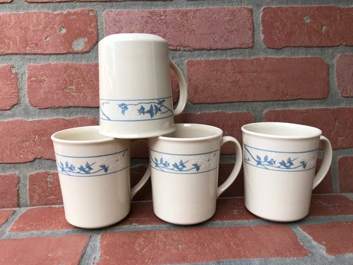 Corelle First Of Spring Dishes Beige Straight Side Cups Mugs Set Of 4
