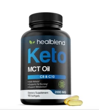 Keto MCT Oil Capsules 2000mg - Natural Ketogenic Fat Burner Ketosis Exogenous 90